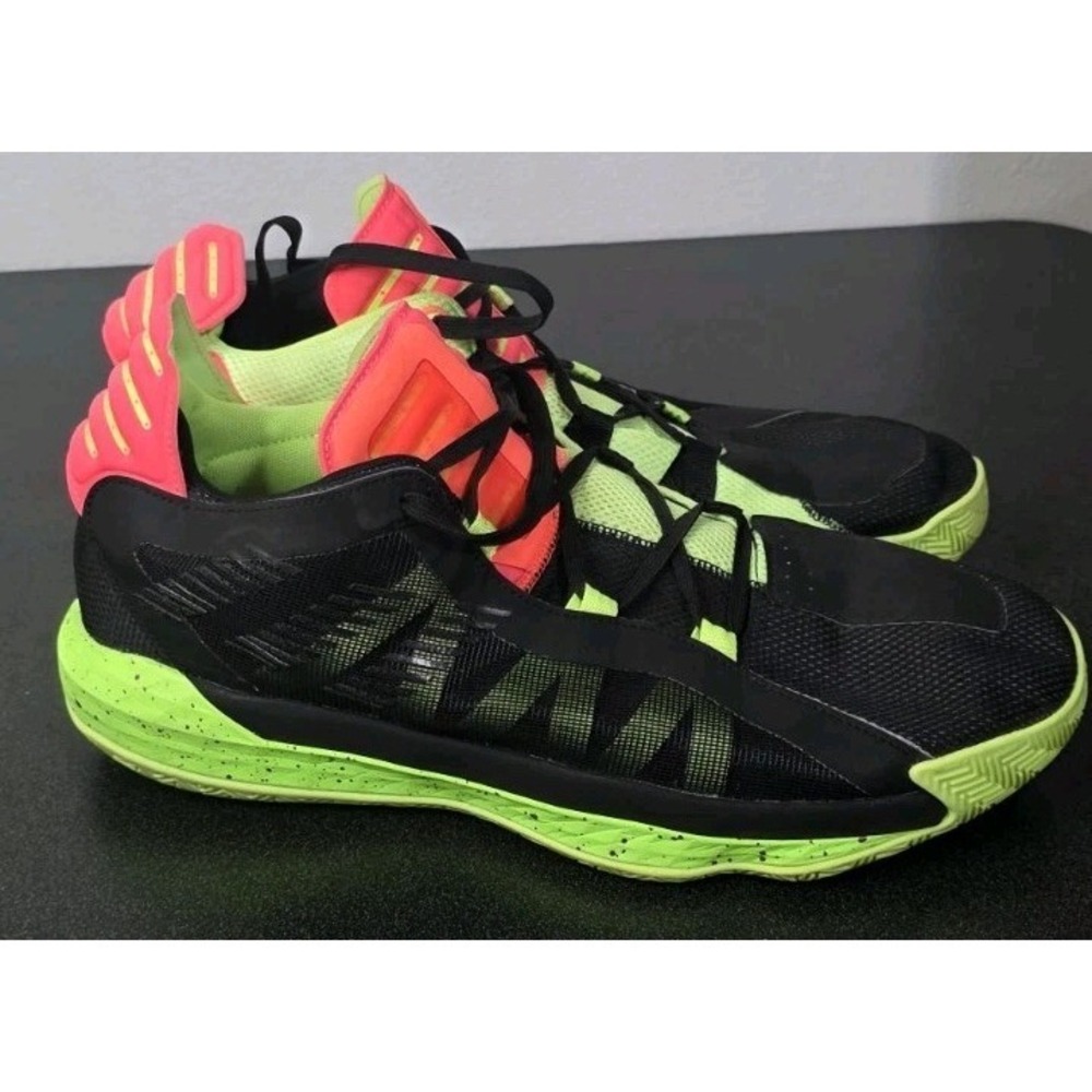 Adidas Dame 6 Men's Basketball Sneaker Green Coral Size 14